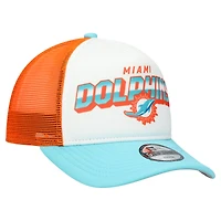 Youth New Era  White/Aqua Miami Dolphins Streak 9FORTY A-Frame Adjustable Hat