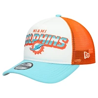 Casquette ajustable New Era blanche/aqua Miami Dolphins Streak 9FORTY A-Frame pour jeune