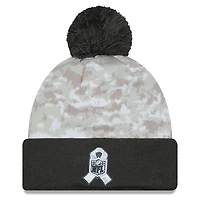 Bonnet tricoté à revers et pompon Miami Dolphins 2024 Salute To Service New Era blanc/graphite pour jeune