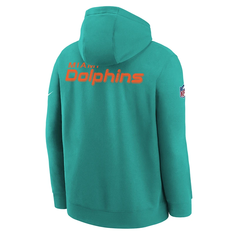 Youth Nike  Aqua Miami Dolphins 2025 Sideline Club Fleece Hoodie