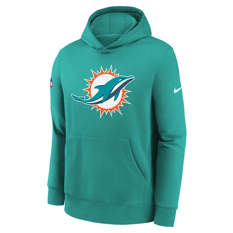 Youth Nike Aqua Miami Dolphins Sideline Club Fleece Hoodie