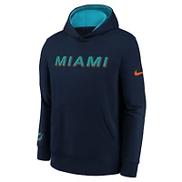 Sweat à capuche Nike Pitch Blue Miami Dolphins 2025 Rivalries Collection Club pour jeune