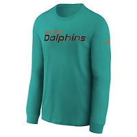 T-shirt à manches longues Nike Turbo Green pour jeunes, collection Rivalries 2025 des Dolphins de Miami