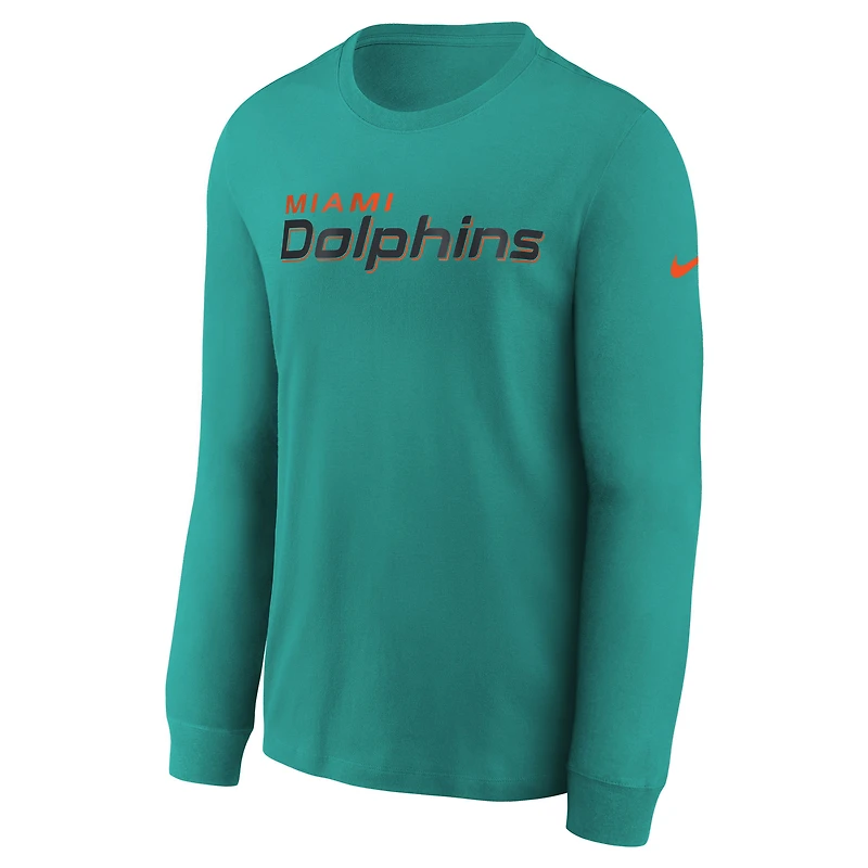 Youth Nike Turbo Green Miami Dolphins 2025 Rivalries Collection Long Sleeve T-Shirt