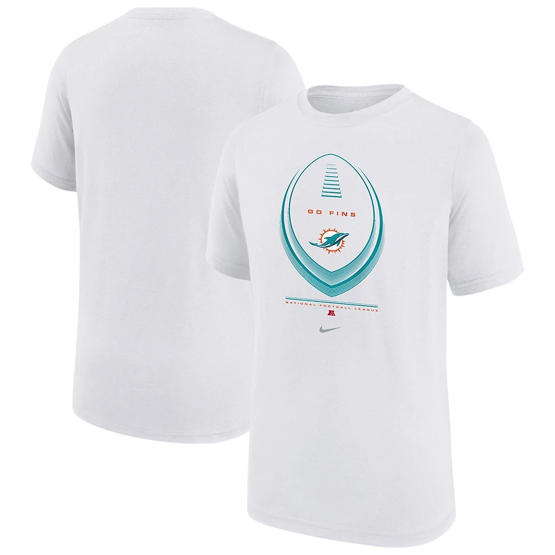 T-shirt Nike Dri-FIT Icon Legend blanc Miami Dolphins pour jeunes