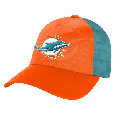 Casquette ajustable bicolore orange/aqua pour jeunes Miami Dolphins