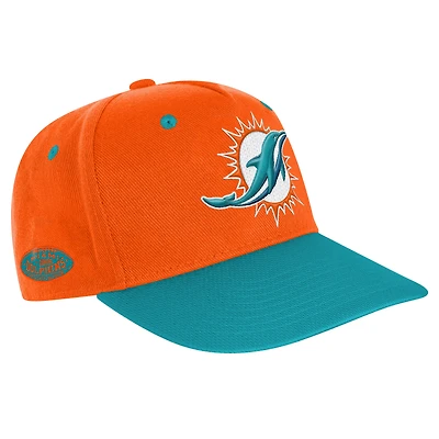 Casquette ajustable pré-courbée structurée orange/aqua pour jeunes Miami Dolphins Pro-Sport
