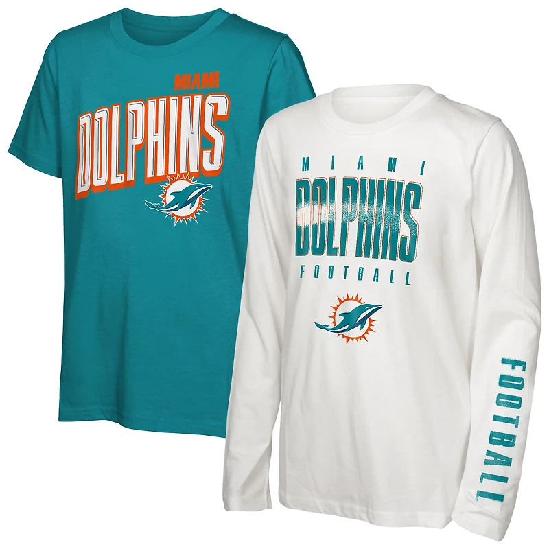 Youth Outerstuff Aqua Miami Dolphins the Mix T-Shirt Combo Set