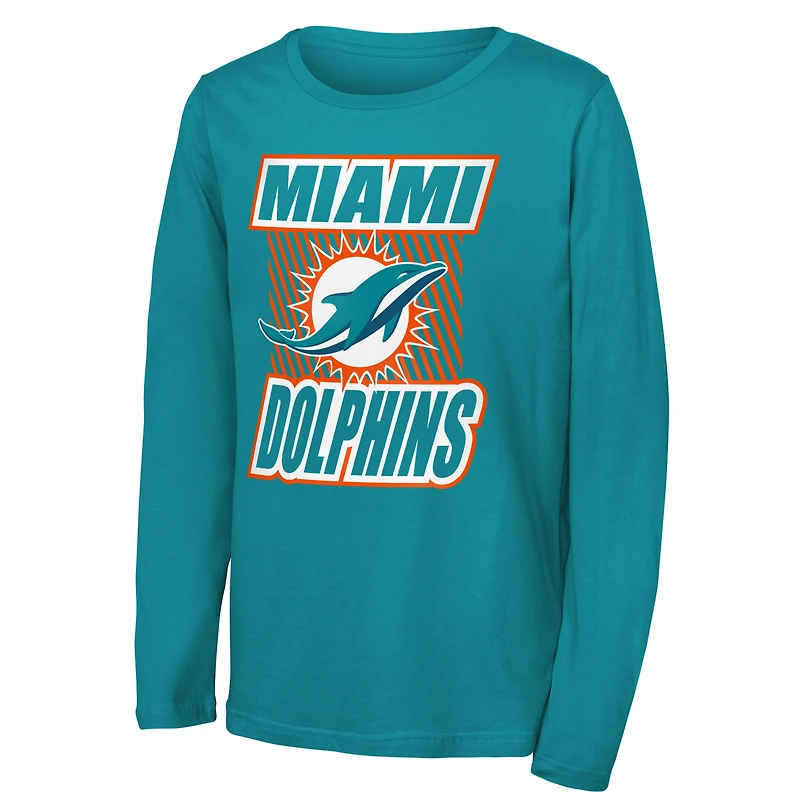 T-shirt à manches longues Youth Outerstuff Aqua Miami Dolphins Never Settle