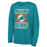 T-shirt à manches longues Youth Outerstuff Aqua Miami Dolphins Never Settle