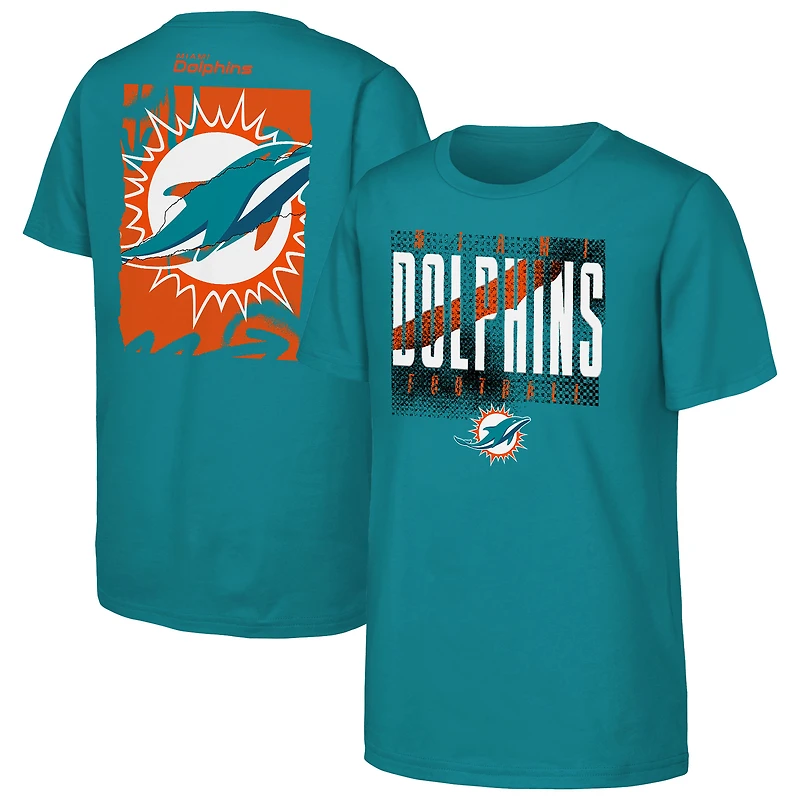 Youth Outerstuff Aqua Miami Dolphins Posterize T-Shirt