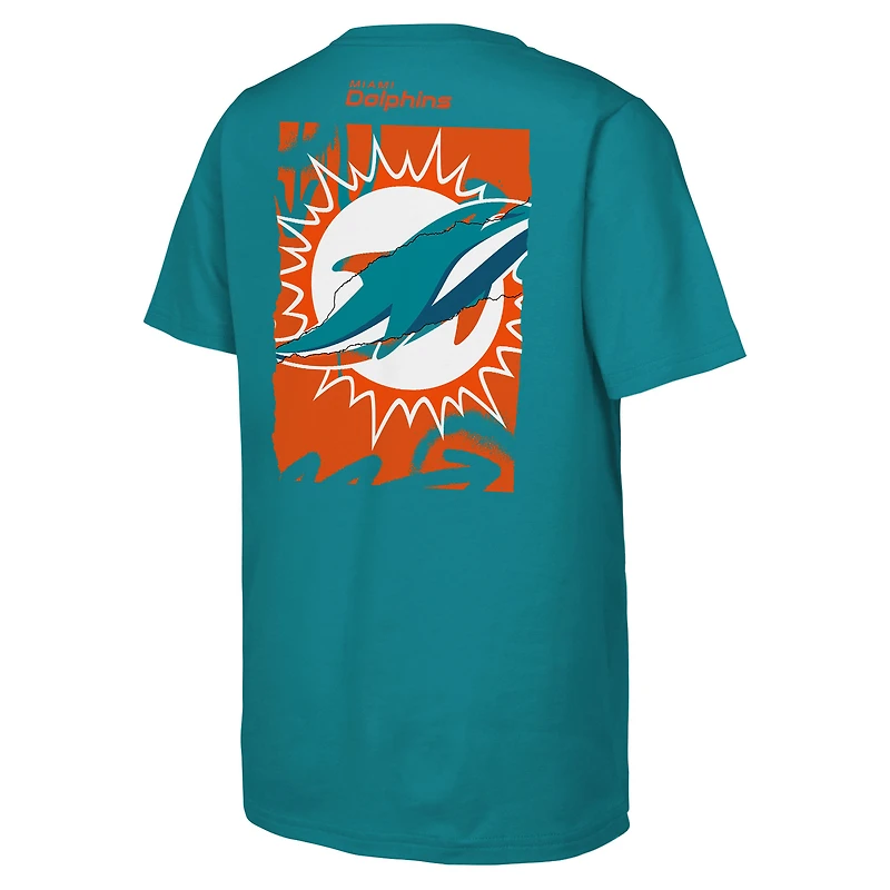 Youth Outerstuff Aqua Miami Dolphins Posterize T-Shirt