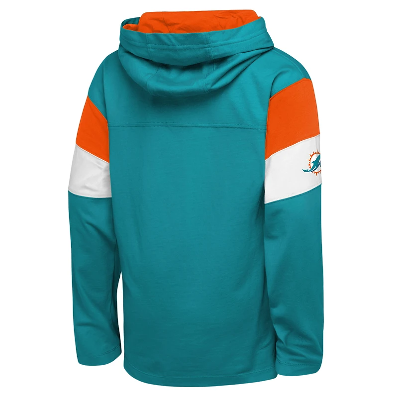 Youth Outerstuff Aqua Miami Dolphins The Champs Back Long Sleeve Hoodie T-Shirt