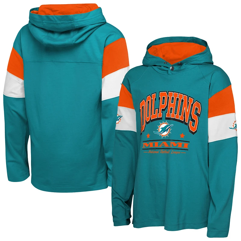 Youth Outerstuff Aqua Miami Dolphins The Champs Back Long Sleeve Hoodie T-Shirt