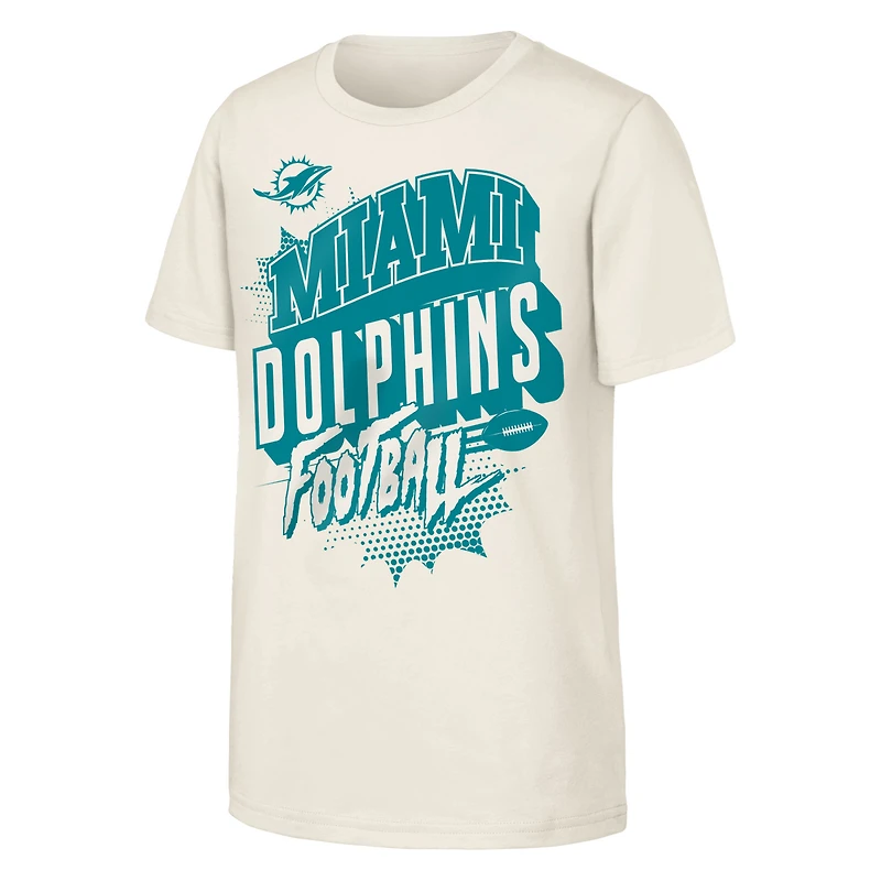 Youth Outerstuff Natural Miami Dolphins Action Comic T-Shirt
