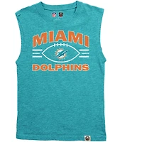 Youth Wes & Willy  Heather Aqua Miami Dolphins Muscle Tank Top