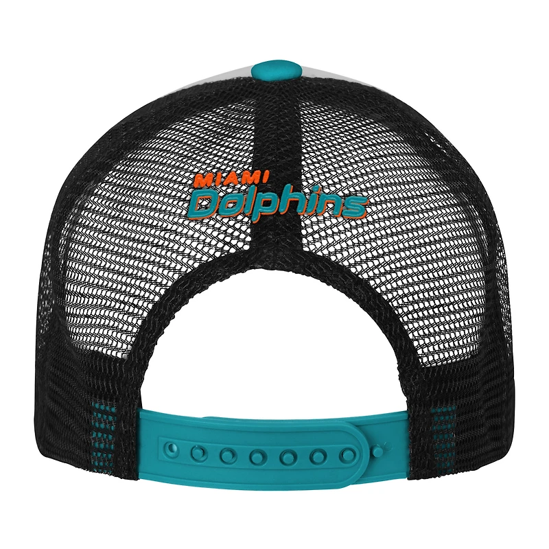 Youth White/Aqua Miami Dolphins Essentials Trucker Adjustable Hat