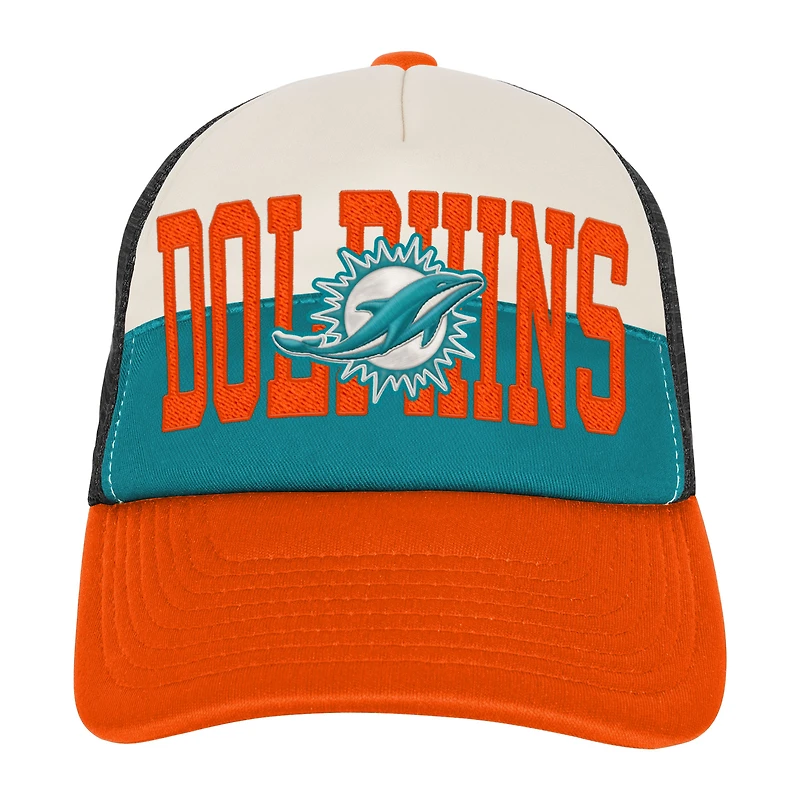 Casquette ajustable blanche/orange pour jeunes fans des Dolphins de Miami