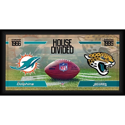 Miami Dolphins vs. Jacksonville Jaguars Framed 10" x 20" House Divided Football Collage