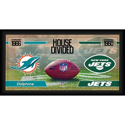 Collage de football encadré 10" x 20" des Dolphins de Miami contre les Jets de New York