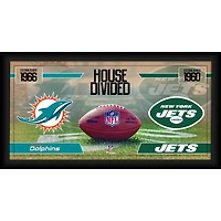Collage de football encadré 10" x 20" des Dolphins de Miami contre les Jets de New York