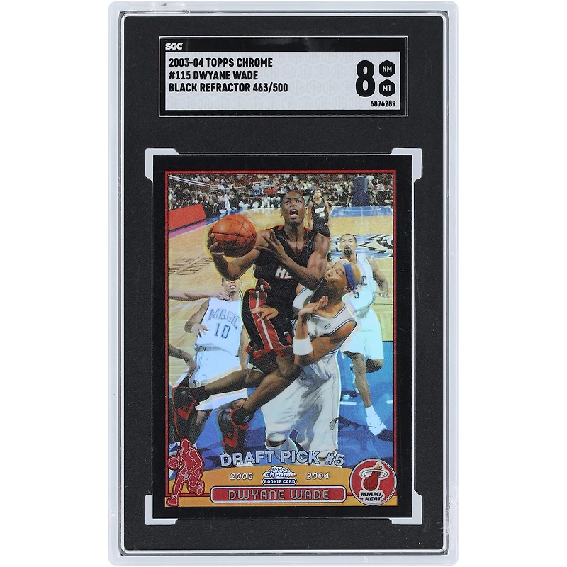 Dwyane Wade Miami Heat 2003-04 Topps Chrome Black Refractor #115 #463/500 SGC Authenticated 8 Rookie Card