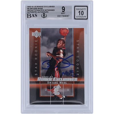 Carte Rookie 9/10 authentifiée et signée par Dwyane Wade, Miami Heat, 2003-04, Upper Deck, exclusive aux recrues, numéro 5, Beckett Fanatics, avec inscription « HOF 23 »
