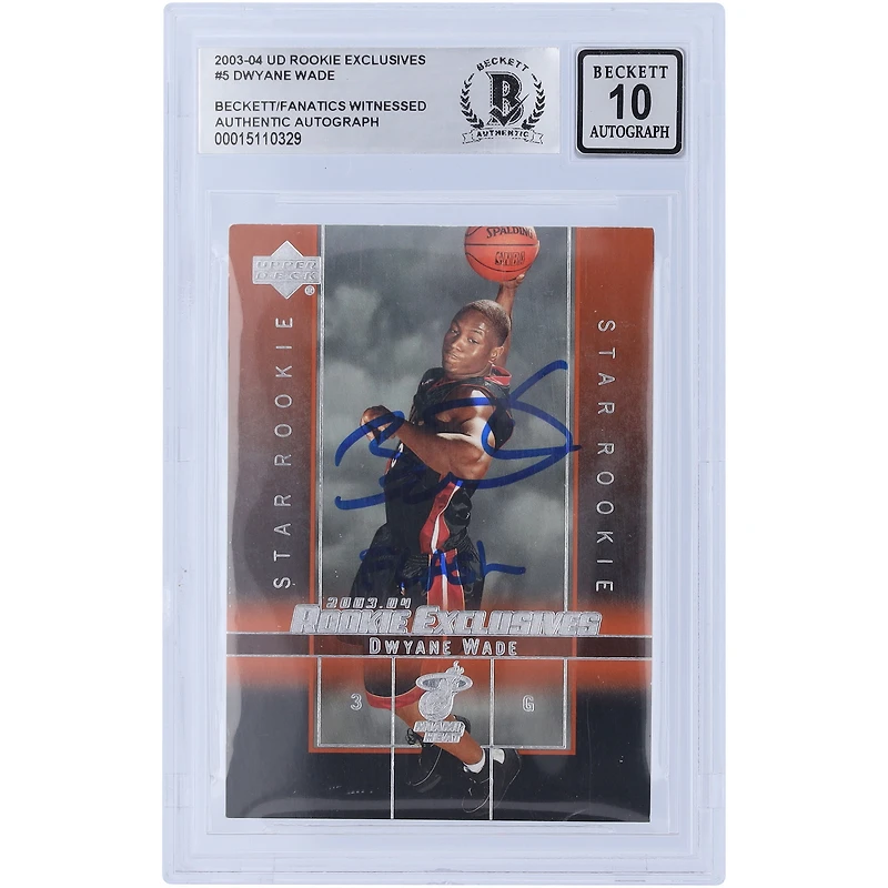 Dwyane Wade Miami Heat Autographié 2003-04 Upper Deck Rookie Exclusives Star Rookie #5 Beckett Fanatics Witnessed Authentifié 10 Rookie Card avec l'inscription "Flash"