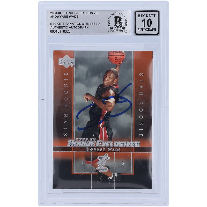 Dwyane Wade Miami Heat autographié 2003-04 Upper Deck Rookie Exclusives Star Rookie #5 Beckett Fanatics Witnessed Authenticated 10 Rookie Card