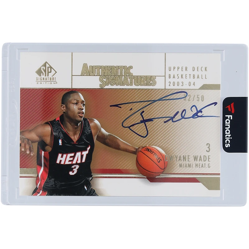 Carte de recrue autographiée de Dwyane Wade, Miami Heat, 2003-04, Upper Deck SP Signature Edition #AS-DY #32/50