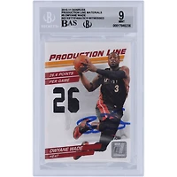 Maillot dédicacé de Dwyane Wade Miami Heat 11 Panini Donruss Production Line Materials Relic #5 #/399 Beckett Fanatics Witnessed Authenticated 9/10 Card