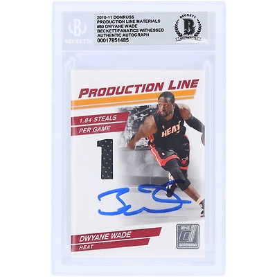 Carte autographiée de Dwyane Wade Miami Heat 11 Panini Donruss Production Line #80 #/399 Beckett Fanatics Witnessed Authenticated 10 Card