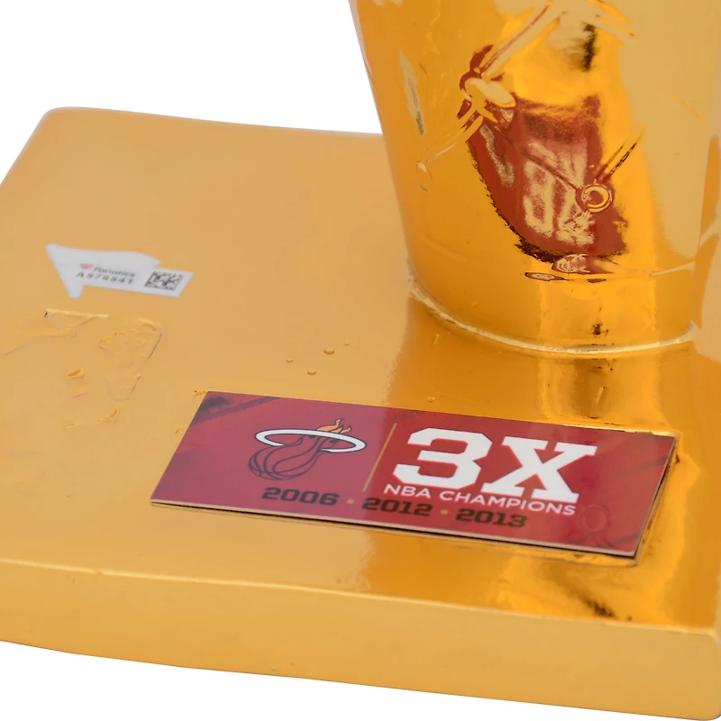 Dwyane Wade Miami Heat Autographed 3x NBA Finals Champions Replica Larry O'Brien Trophy with Sublimated Plate