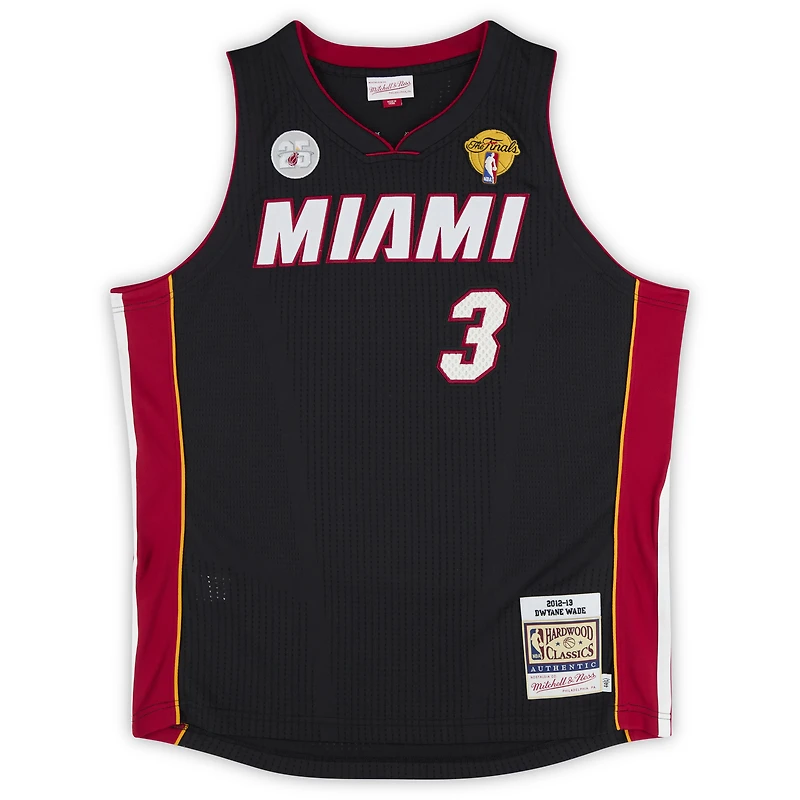Dwyane Wade Miami Heat Autographed Black Mitchell & Ness 2012-13 Authentic Jersey with "3X Champs" Inscription 