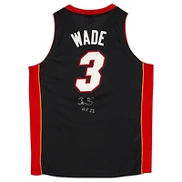 Maillot authentique noir autographié Mitchell & Ness 2012-13 de Miami Heat avec patchs et inscription « HOF 23 » de Dwyane Wade