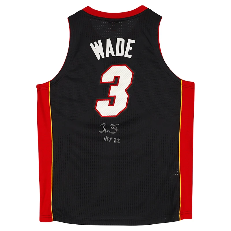Dwyane Wade Miami Heat Autographed Black Mitchell & Ness 2012-13 Authentic Jersey with Patches with "HOF 23" Inscription