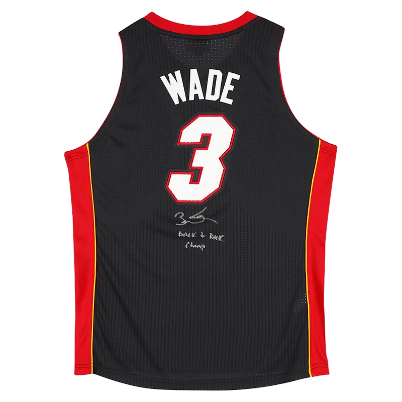 Dwyane Wade Miami Heat Autographed Black Mitchell & Ness 2012-13 Swingman Jersey with "Back 2 Back Champ" Inscription