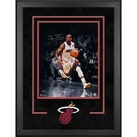 Dwyane Wade Miami Heat Autographed Deluxe Framed 16" x 20" Dribbling in White for Floating Hall of Fame Collage Photograph