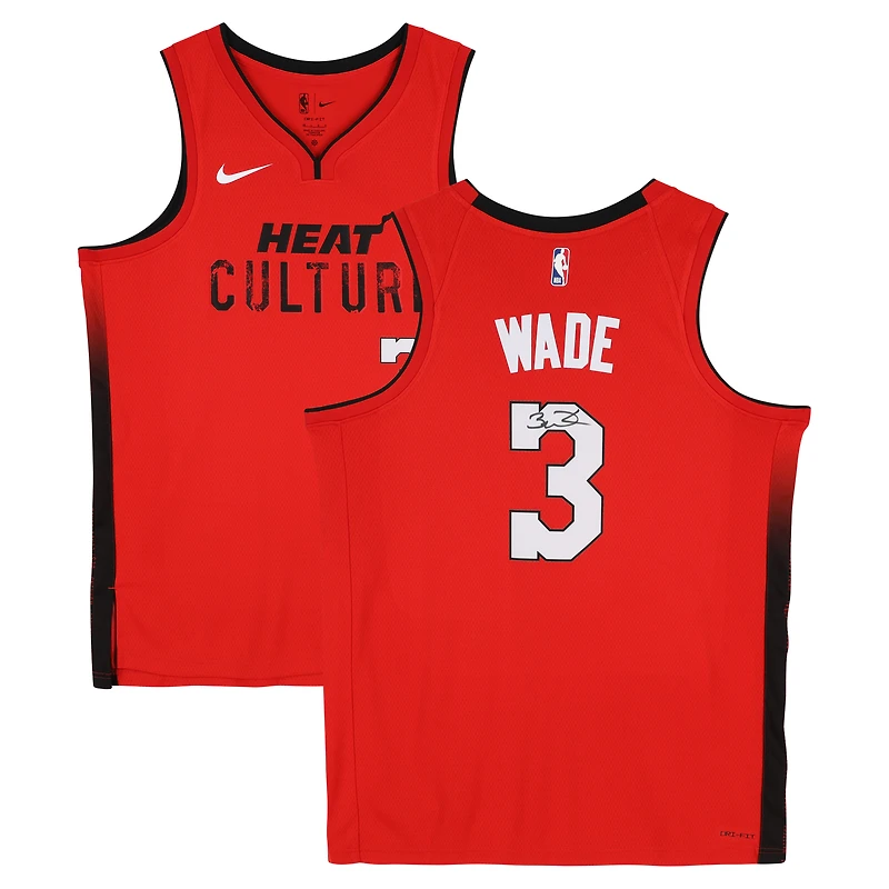 Maillot Swingman rouge dédicacé par Dwyane Wade des Miami Heat 2024-25 City Edition
