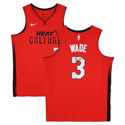 Maillot Swingman rouge dédicacé par Dwyane Wade des Miami Heat 2024-25 City Edition