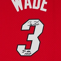 Maillot rouge Swingman autographié par Dwyane Wade Miami Heat avec Mitchell & Ness et inscription « 3x NBA Champ »