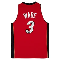 Dwyane Wade Miami Heat Autographed Red Mitchell & Ness Swingman Jersey with "3x NBA Champ" Inscription