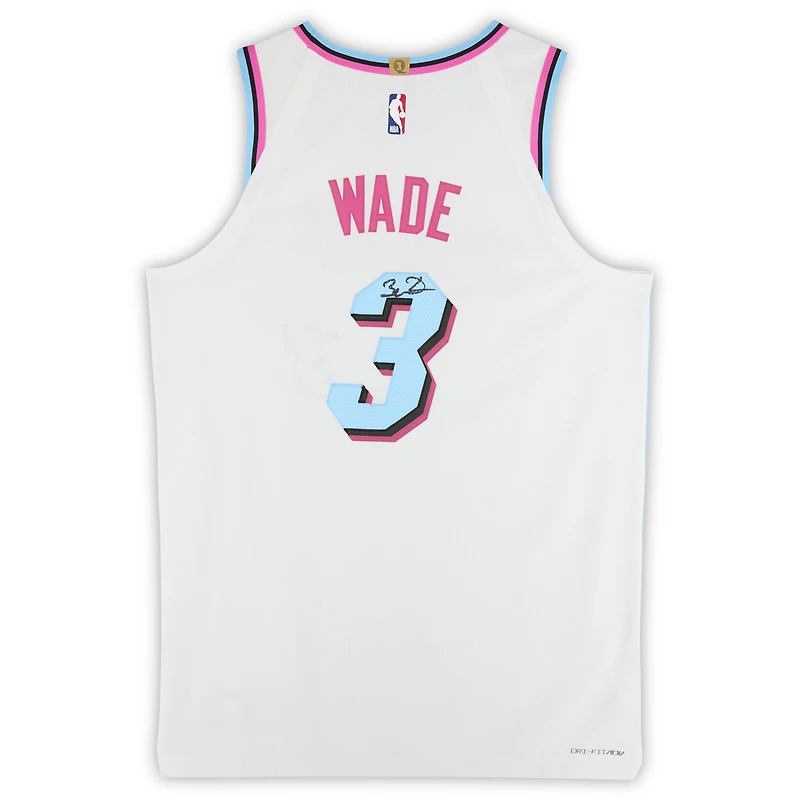 Maillot Nike Miami Vice blanc dédicacé par Dwyane Wade des Miami Heat