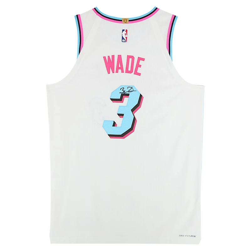Maillot Nike Miami Vice blanc dédicacé par Dwyane Wade des Miami Heat