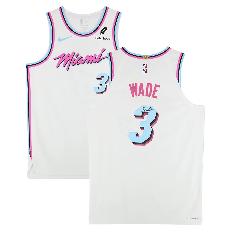 Dwyane Wade Miami Heat Autographed White Nike Miami Vice Authentic Jersey