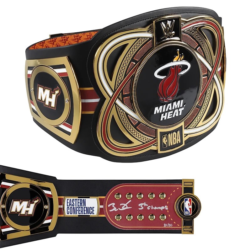 Ceinture WWE Legacy dédicacée par Dwyane Wade Miami Heat avec inscription « 3X Champs » - Édition limitée n° 10/10