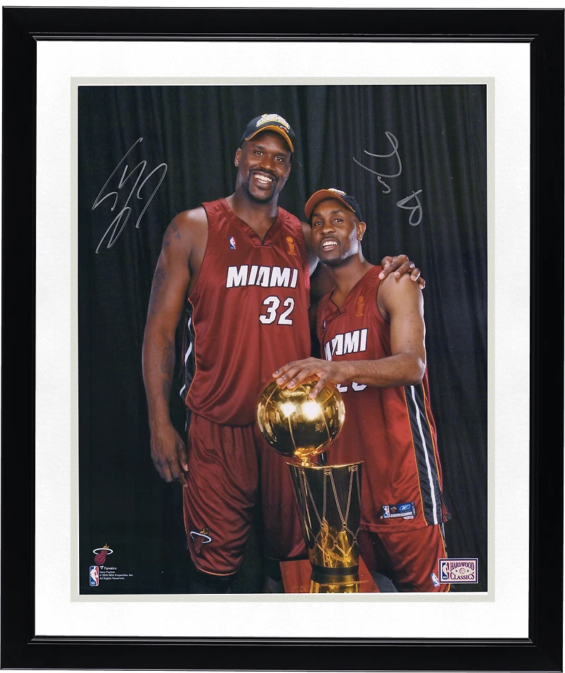 Gary Payton & Shaquille O'Neal Miami Heat Autographed 16" x 20" Posing with 2006 NBA Championship Trophy Photograph