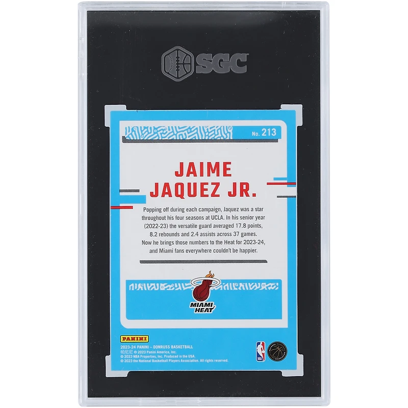 Jaime Jaquez Jr. Miami Heat 2023-24 Panini Donruss Rated Rookie #213 SGC Authenticated 10 Rookie Card