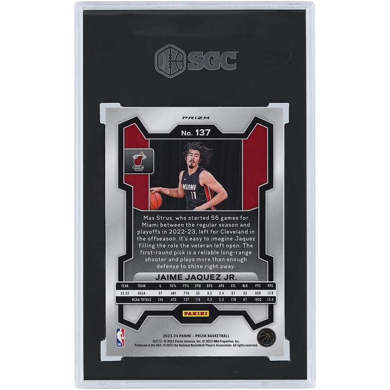 Jaime Jaquez Jr. Miami Heat 2023-24 Panini Prizm Hyper Prizm #137 SGC Authenticated 9.5 Rookie Card