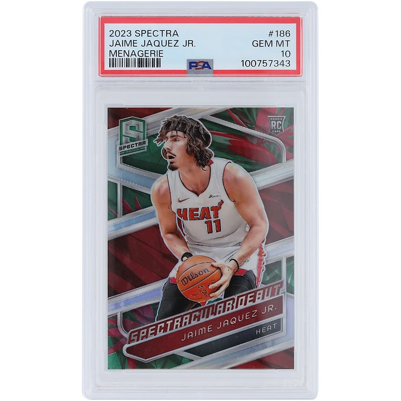 Carte recrue authentifiée PSA Panini Spectra Menagerie #186 de Jaime Jaquez Jr. Miami Heat 2023-24 10